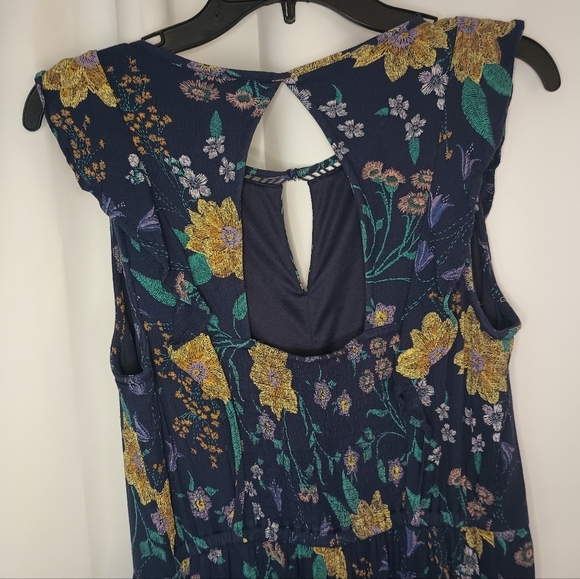 Old Navy Cottagecore Floral Dress M Tall Midi Maxi Blue Prairie Ruffle Peasant - Picture 5 of 14